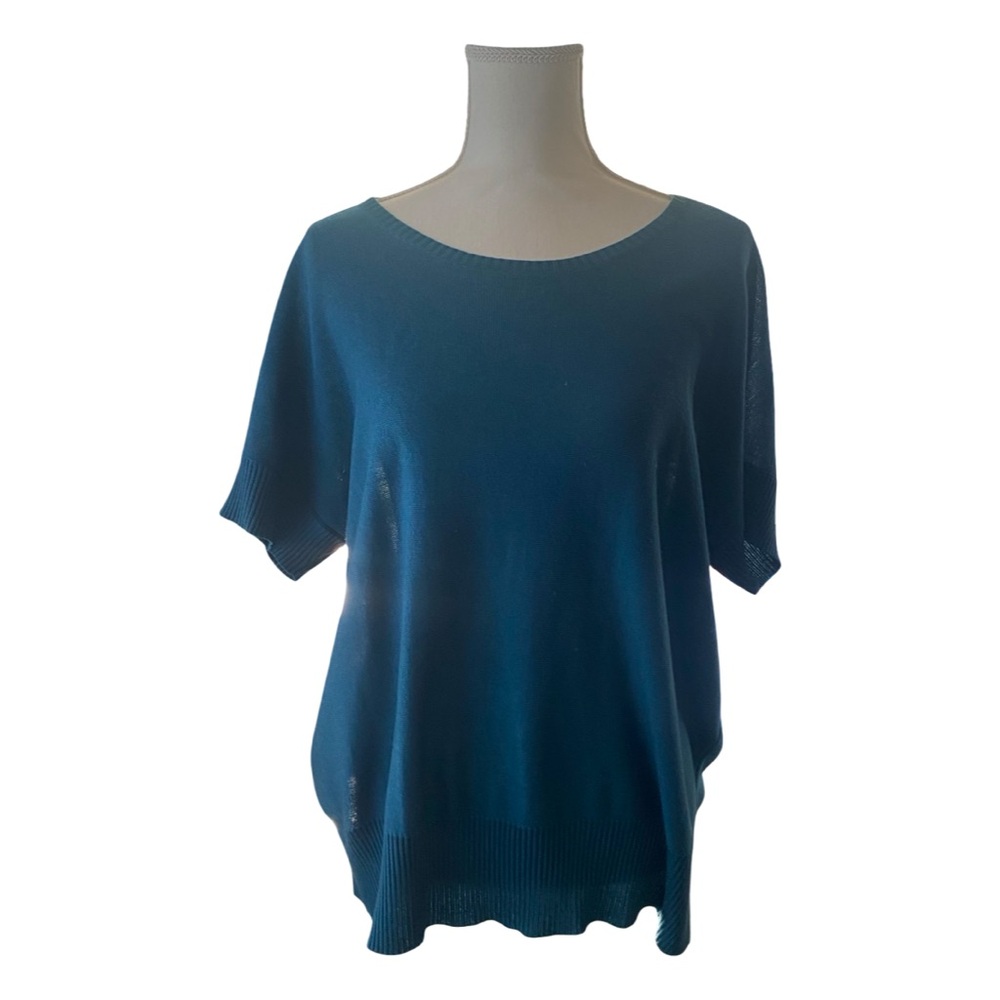 Eileen Fisher Relaxed Fit Teal Short Sleeve Sweater size M